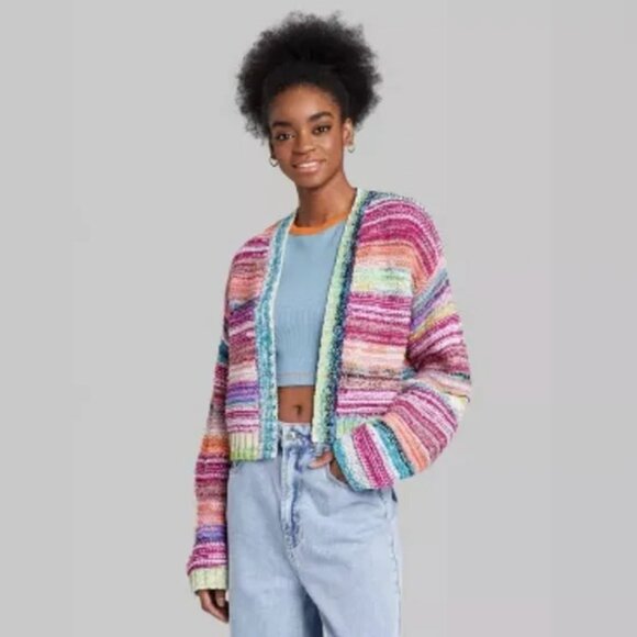 Wild Fable Women's Open Statement Cardigan Colorful - Picture 4 of 8